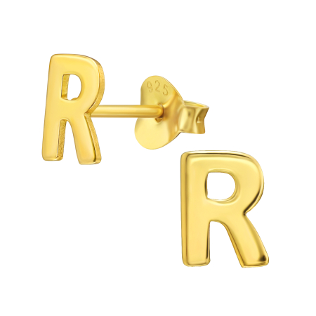 Reduceri - Cercei Inițiala R– Sophia Collection (Argint 925, Placat Aur 24K)