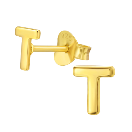 Reduceri - Cercei Inițiala T – Sophia Collection (Argint 925, Placat Aur 24K)