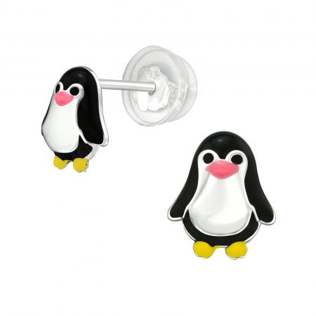Cercei cu surub - Cercei copii  ARGINT 925 cu surub model Pingun, Premium