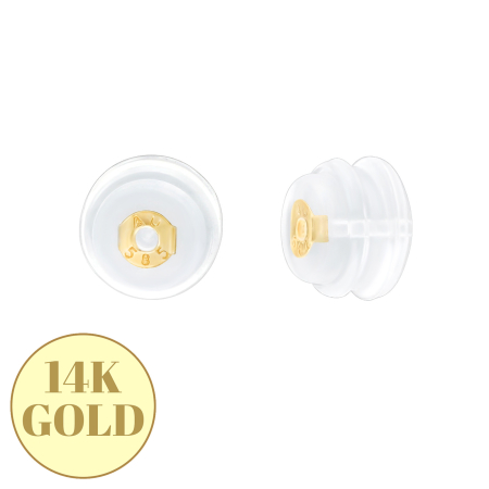 Bijuterii aur - Fluturasi cu Silicon si Aur 14K, Anti-Intepare pentru Cercei, 5x5 mm