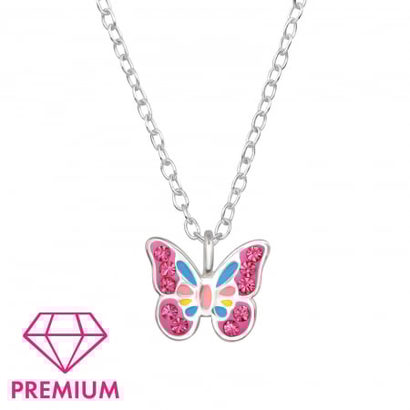 Coliere copii - Colier copii argint 925 cu lant, model Fluturas Sophia Collection Premium