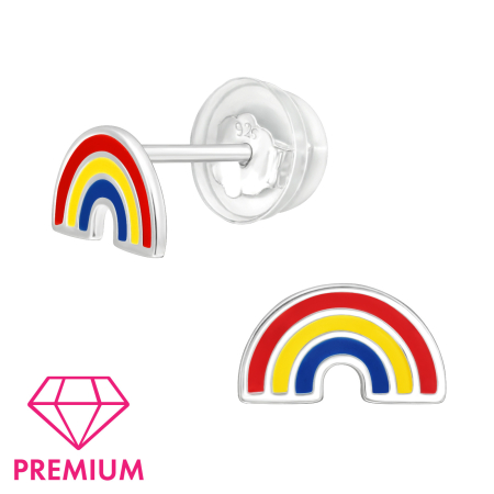 Cercei Fetițe Argint 925 Curcubeu Colorat (Epoxidice) - Siguranță Fluturi Silicon [1]