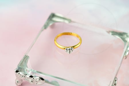 Inel copii din Argint 925 placat cu Aur 24K, model Inima cu cristale albe [3]