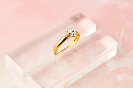 Inel copii din Argint 925 placat cu Aur 24K, model Inima cu cristale albe [4]