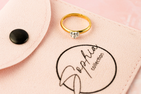 Inel copii din Argint 925 placat cu Aur 24K, model Inima cu cristale albe [1]