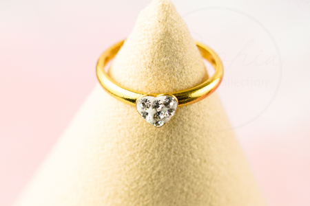 Inel copii din Argint 925 placat cu Aur 24K, model Inima cu cristale albe [2]