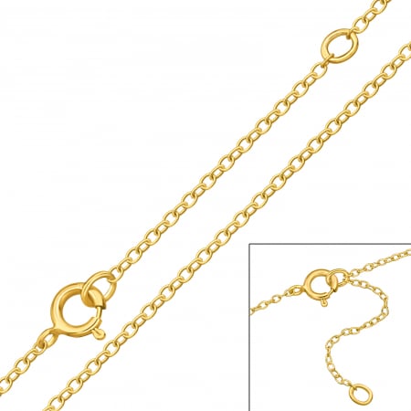 Lantisor argint 925 placat cu aur 24K, 39 cm