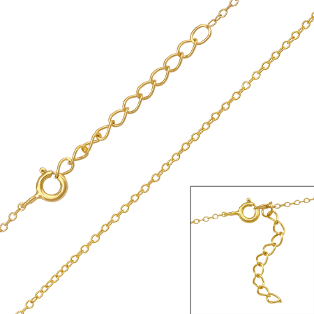Bijuterii copii - Lănțișor Argint 925 Placat cu Aur 24K, 39 cm, Grosime 1 mm