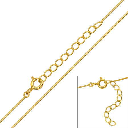 Bijuterii copii - Lantisor argint 925 placat cu aur 24K subtire 39 cm grosime 1 mm