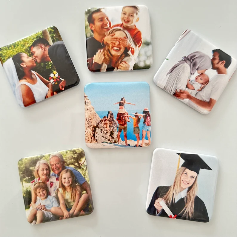 Magneti si insigne personalizate - Set 6 Magneti Metalici 5x5 cm cu Poza Personalizata