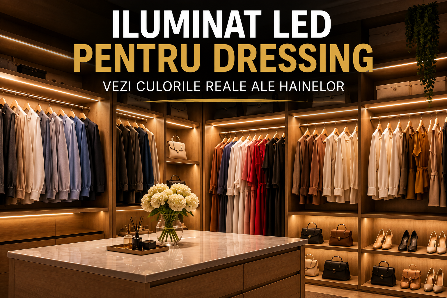 Iluminat LED pentru dressing — vezi culorile reale ale hainelor