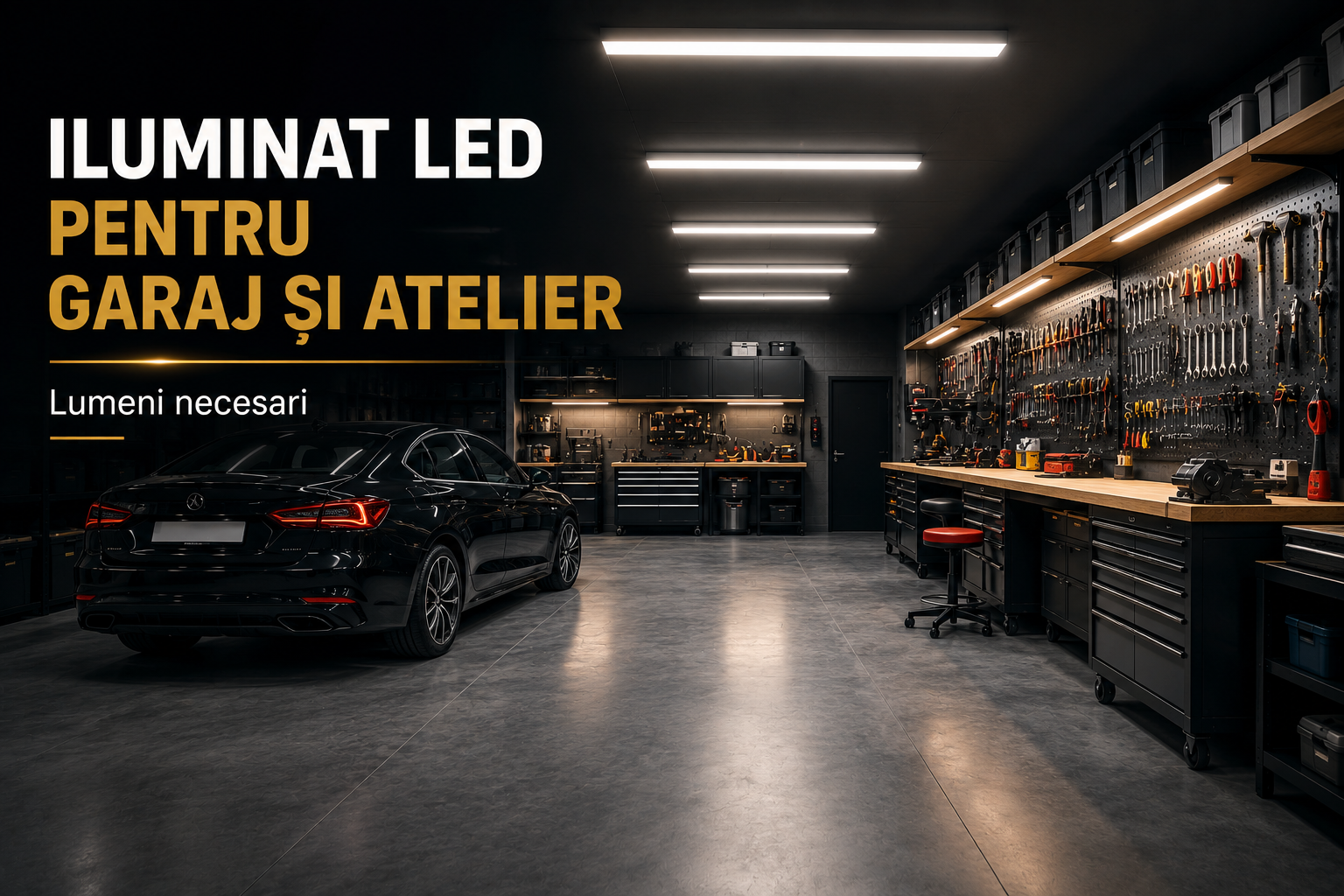 Iluminat LED pentru garaj și atelier — lumeni necesari