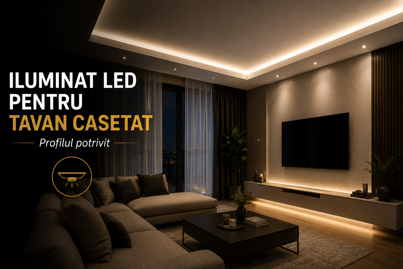 Iluminat LED pentru tavan casetat (rigips) — profil potrivit