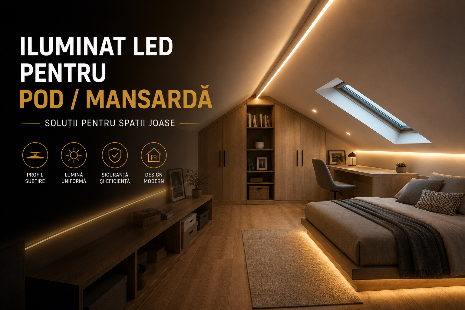 Iluminat LED pentru pod/mansardă — soluții pentru spații joase