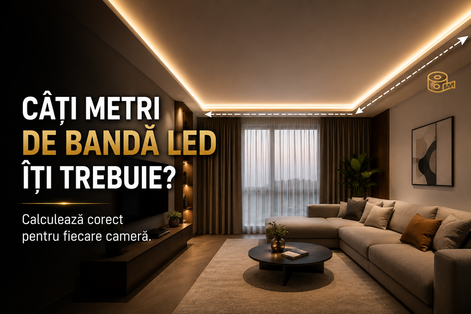 Cum calculezi câți metri de bandă LED îți trebuie pe cameră