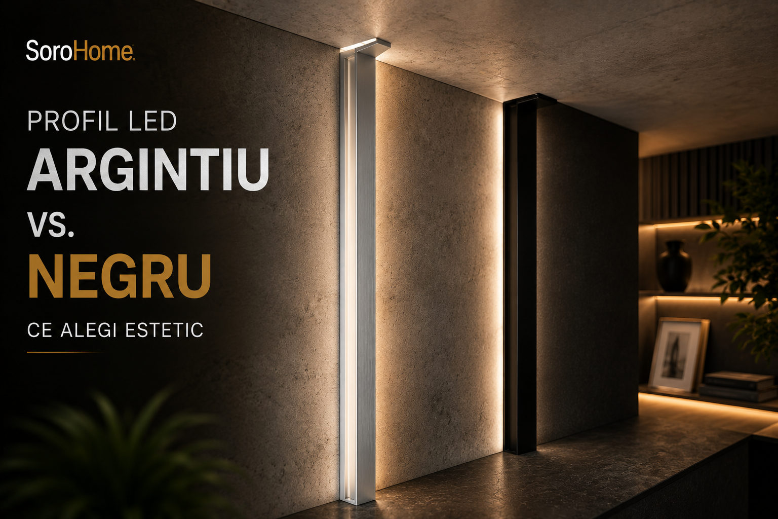 Profil LED argintiu vs. negru — ce alegi estetic