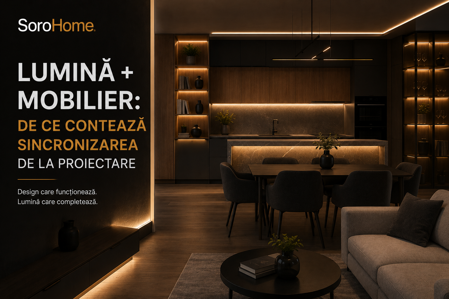 Lumină + mobilier: de ce contează sincronizarea de la proiectare