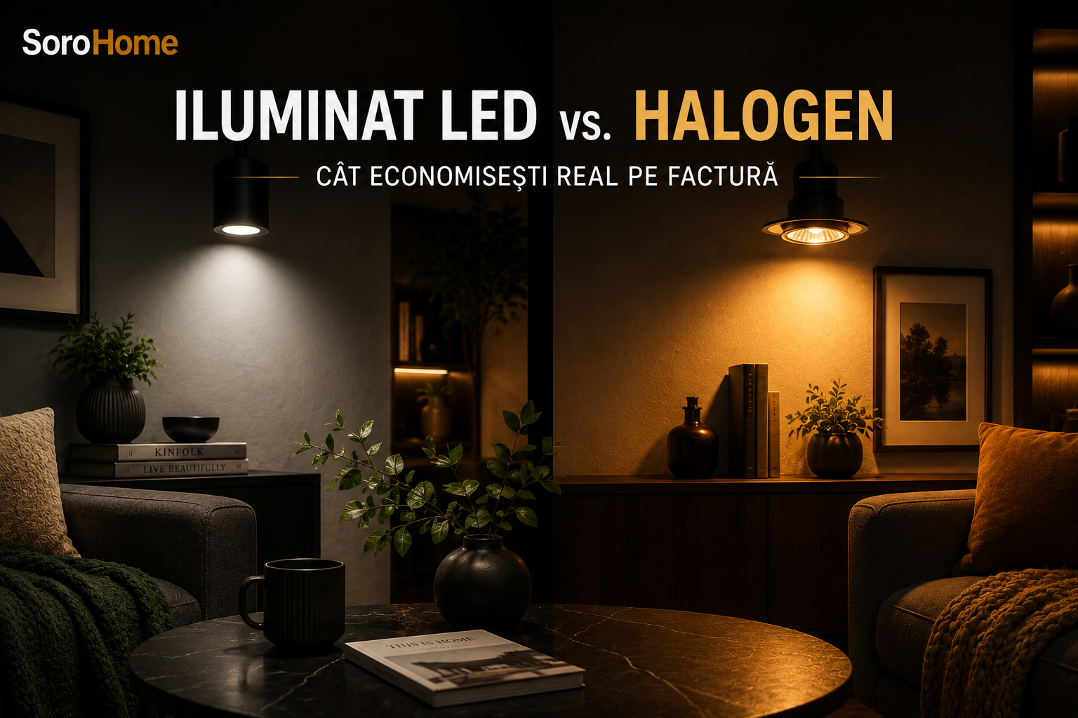 Iluminat LED vs. halogen — cât economisești real pe factură