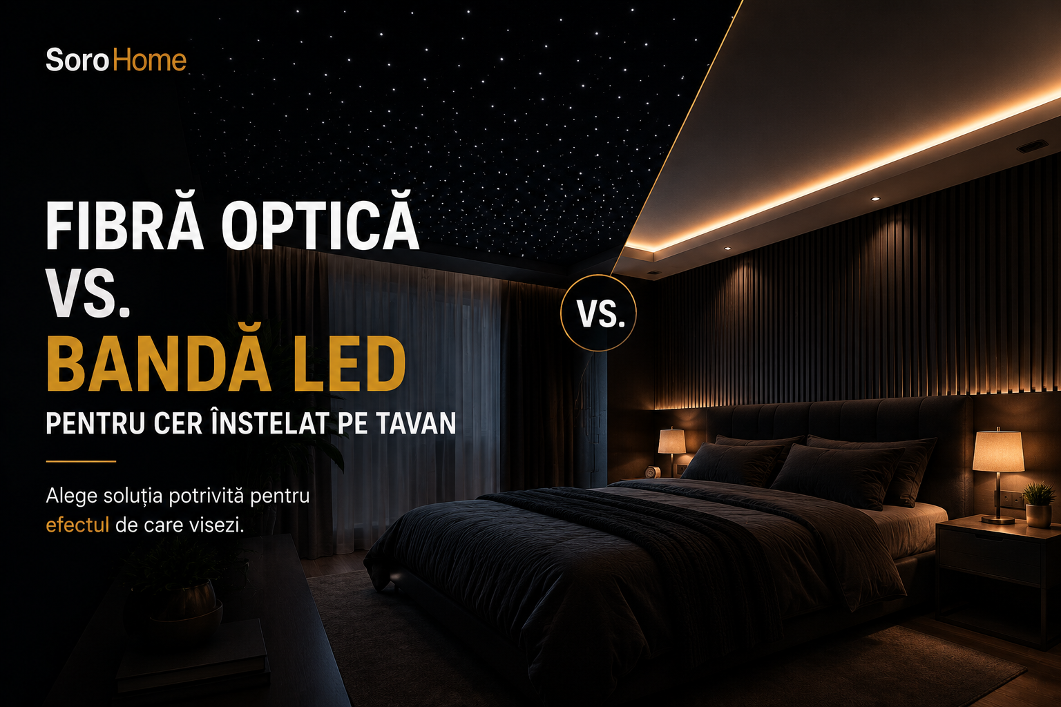 Fibră optică vs. bandă LED pentru cer înstelat pe tavan