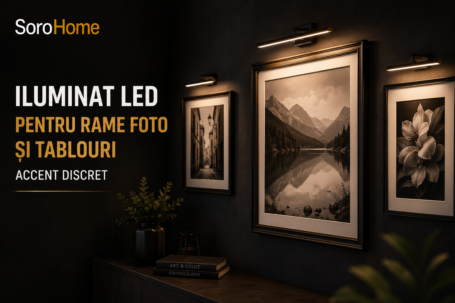 Iluminat LED pentru rame foto și tablouri — accent discret