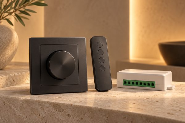Dimmer rotativ, telecomandă și controler LED