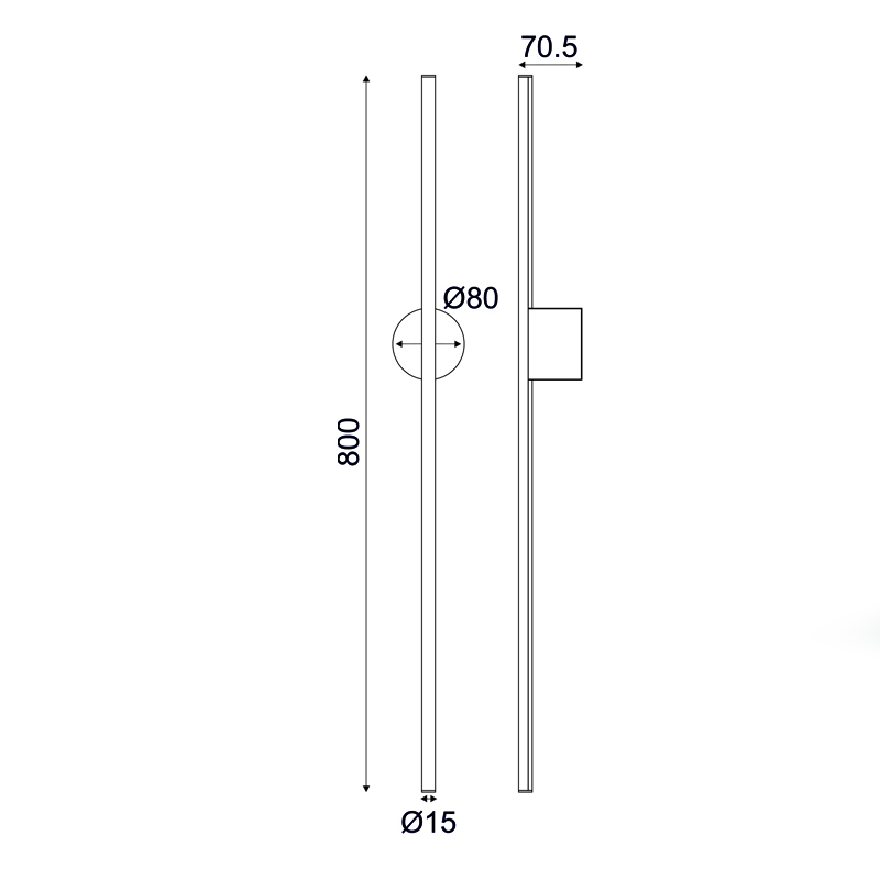 Aplică LED de perete Avenue 15W • 3000K • 970lm • 7,5 cm × H80 cm - metal, negru [2]