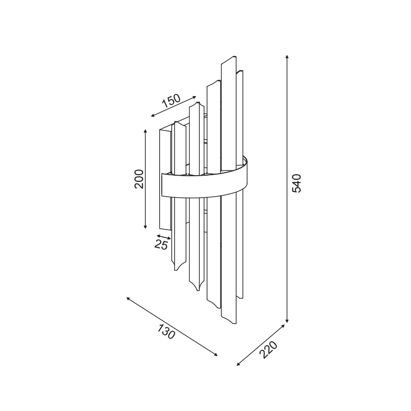Aplică LED de perete Cristal 22 cm × H54 cm - auriu [2]