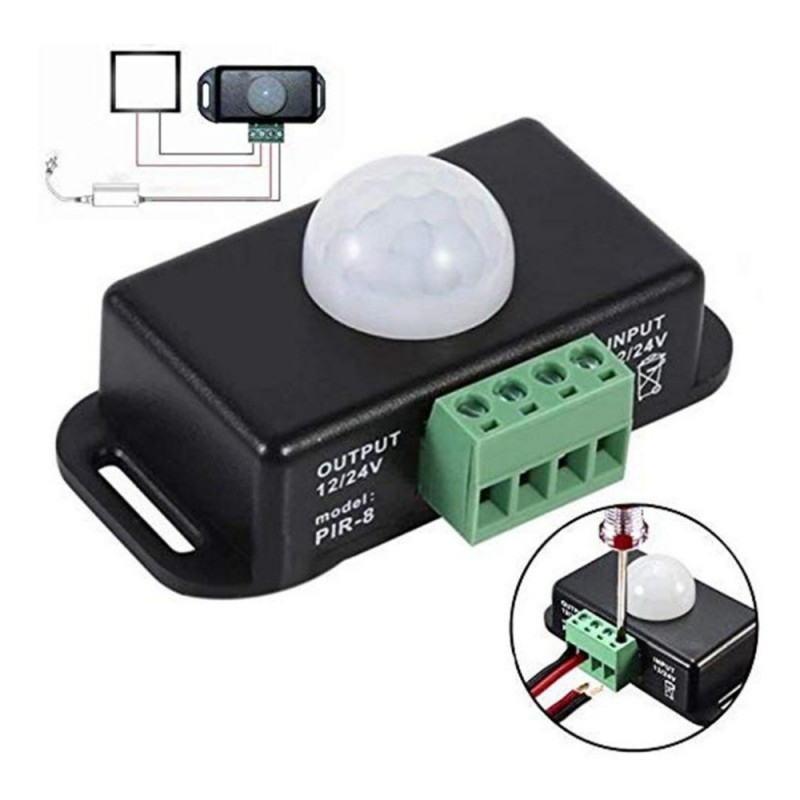 SENZOR PIR-8 COMUTATOR MISCARE 12V-24V/6A - accesoriu bandă LED [2]