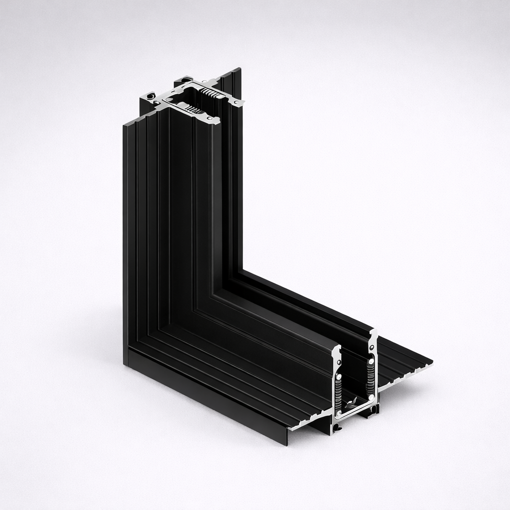 Conector de colț pentru șină magnetică trimless încastrată 24V slim • 90° - negru [2]
