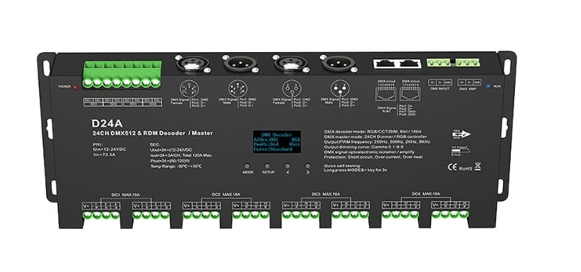 Controler LED DMX512 • 12-24V • 24×5A • 24 canale [2]