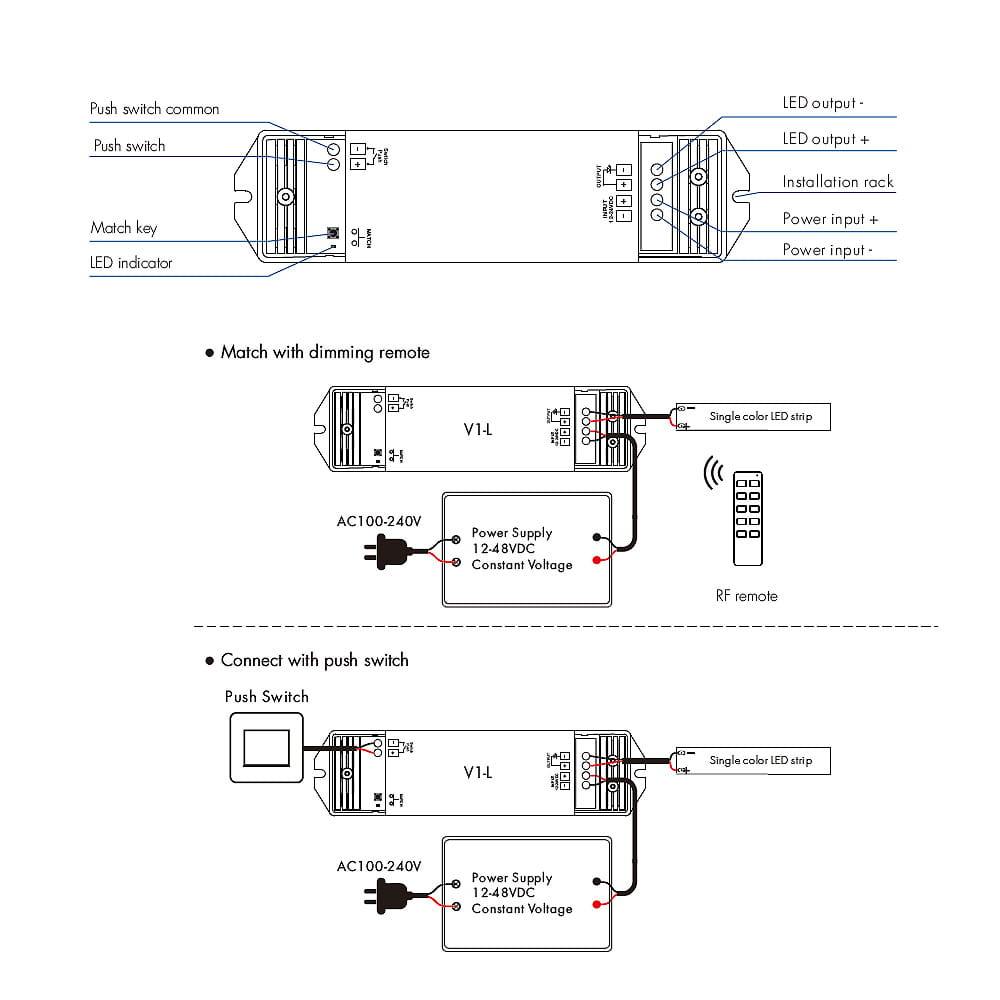 Controler LED monocolor • 12-48V • 15A - V1-L [4]