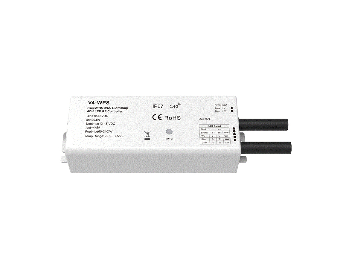 Controler LED multifuncțional • 12-48V • 4×5A • IP67 - V4-WPS [2]