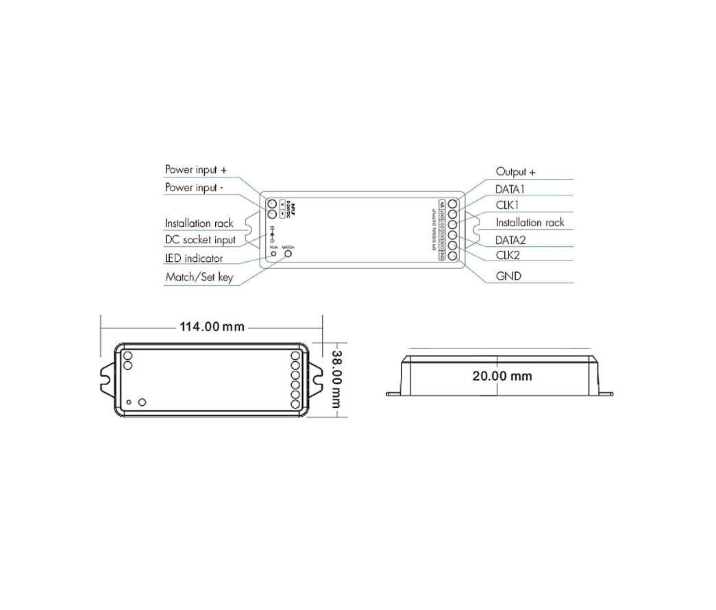 Controler LED pentru bandă digitală WiFi • 5-24V • 8A • 1000 pixeli - WT-SPI [2]