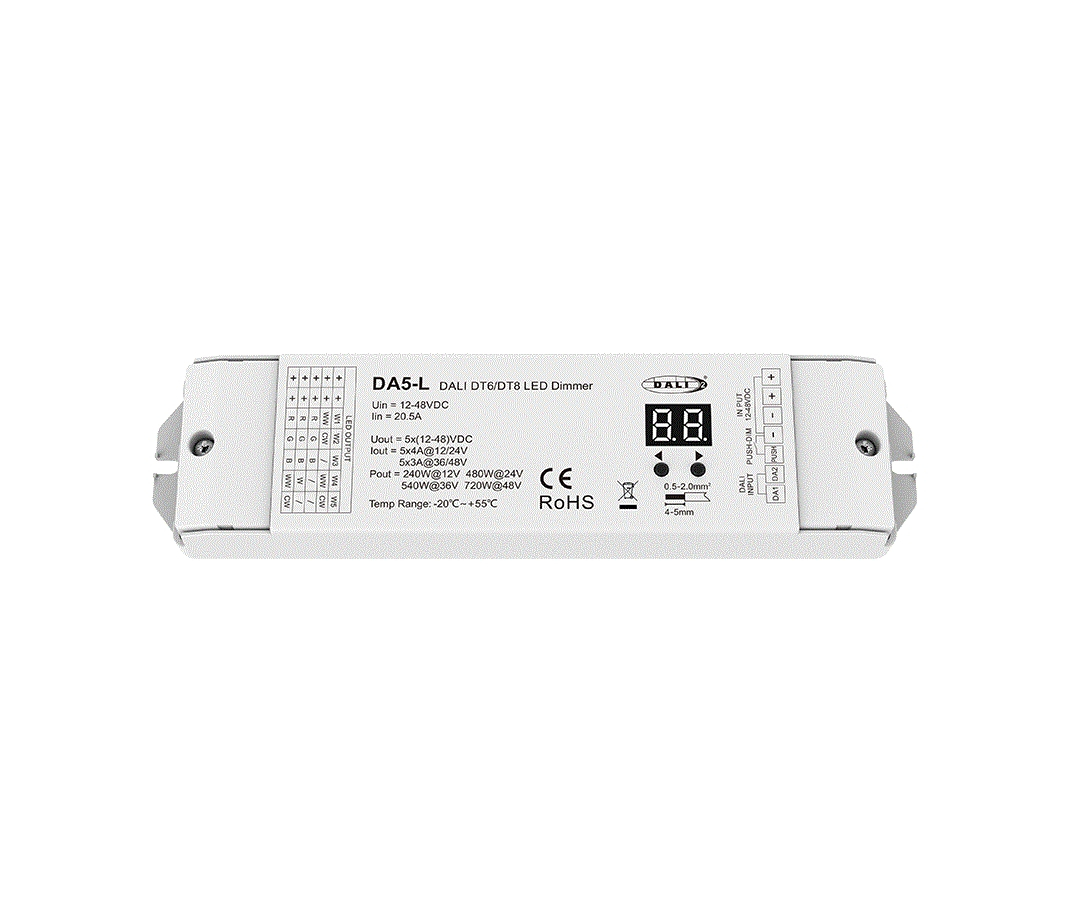 Controler LED RGB+CCT • DALI • 12-24V • 5×4A - DA5-L [2]