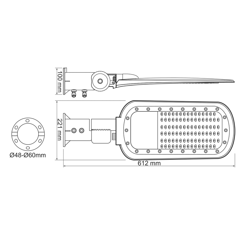 Corp de iluminat stradal LED 200W • 4000K • 26000lm • 140°×90° • IP66 [3]