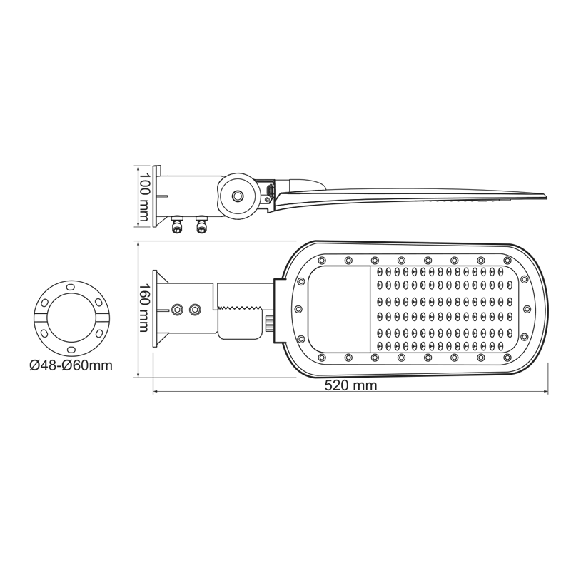 Corp de iluminat stradal LED 40W • 4000K • 5600lm • 140°×90° • IP66 [3]