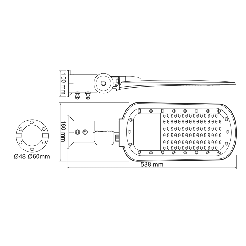 Corp de iluminat stradal LED 60W • 4000K • 8400lm • 140°×90° • IP66 [3]