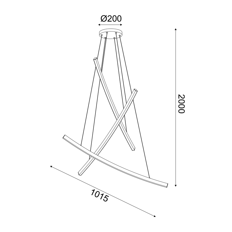 Corp suspendat liniar LED 60W • 3000K • 4200lm • 102 cm × H110 cm - aluminiu, negru [3]