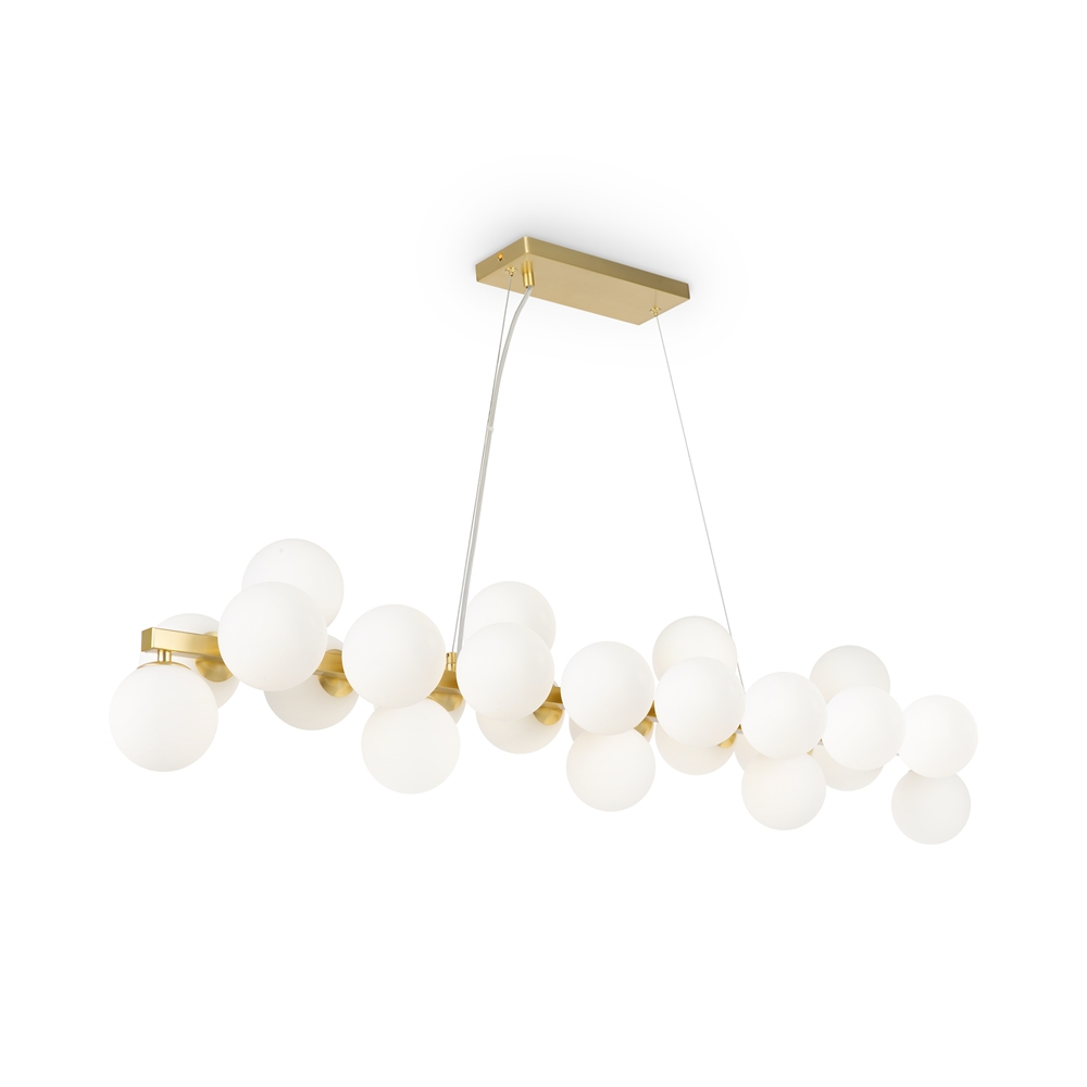 Corp suspendat liniar LED Dallas 28W • 123,5 cm × H133,9 cm - metal, sticlă, auriu [4]