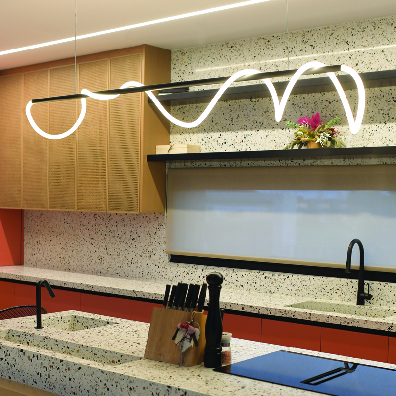Corp suspendat liniar LED Wave 60W • 3000K • 3300lm • 190 cm × H215 cm - metal, negru [2]