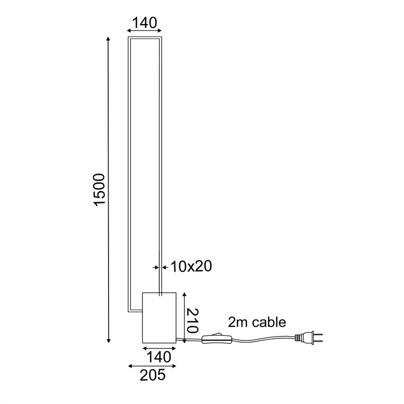 Lampadar LED de podea Aelia 35W • 3000K • 2800lm • 20,5 cm × H150 cm - metal, negru [2]