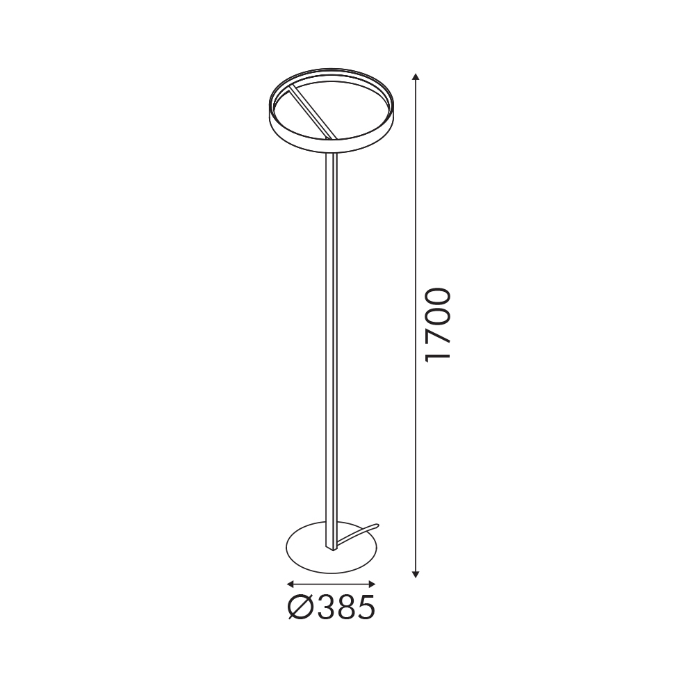 Lampadar LED de podea Rollie 43W • 2700K • 2150lm • 38,5 cm × H170 cm - aluminiu, auriu [3]