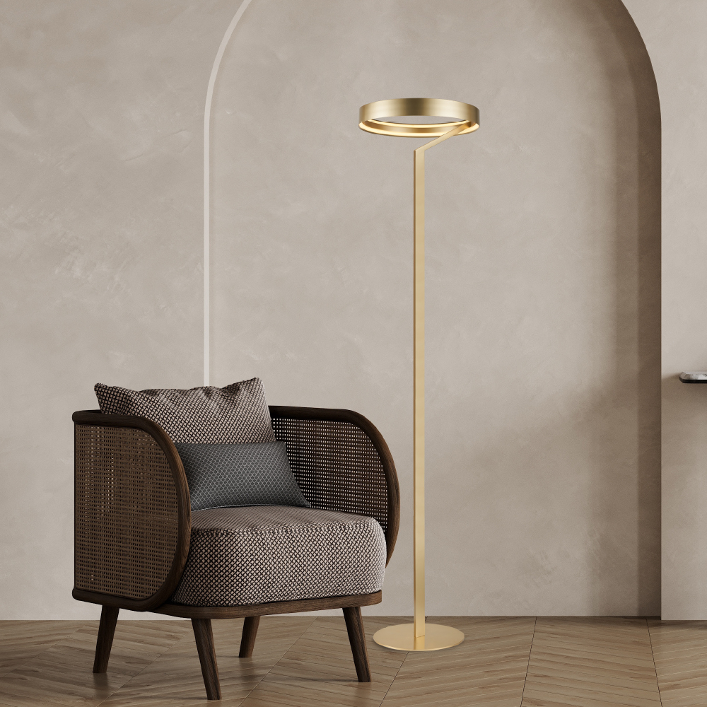 Lampadar LED de podea Rollie 43W • 2700K • 2150lm • 38,5 cm × H170 cm - aluminiu, auriu [2]