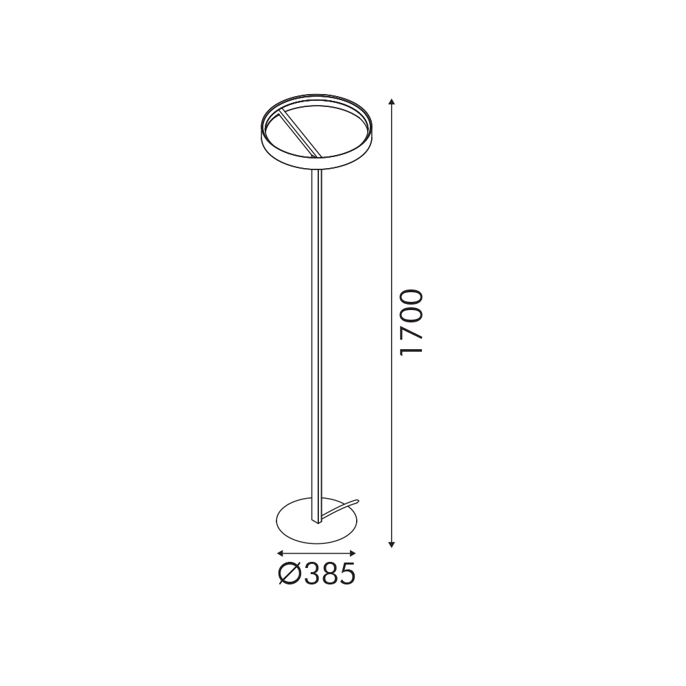 Lampadar LED de podea Rollie 43W • 2700K • 2150lm • 38,5 cm × H170 cm - aluminiu, negru [2]