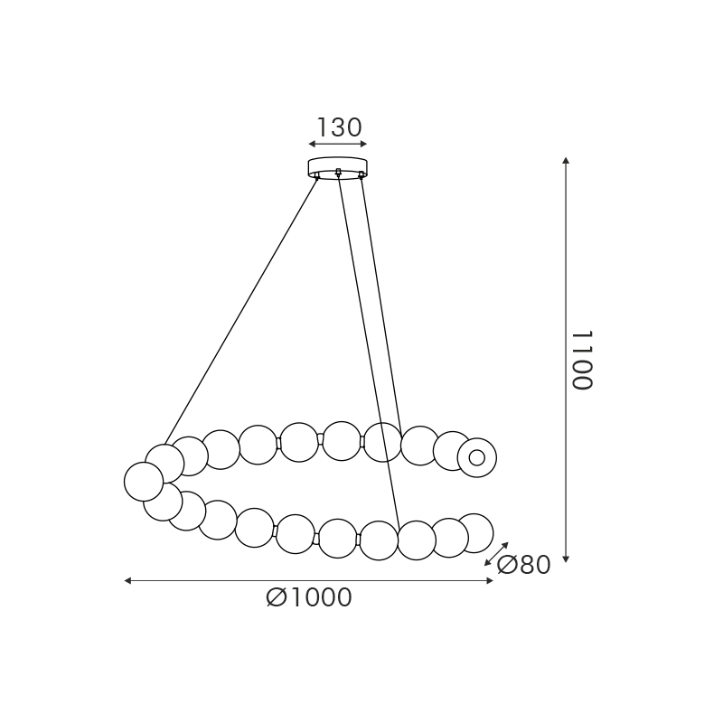 Lustră LED 40W • 3000K • 3000lm - aluminiu, acril, auriu [3]