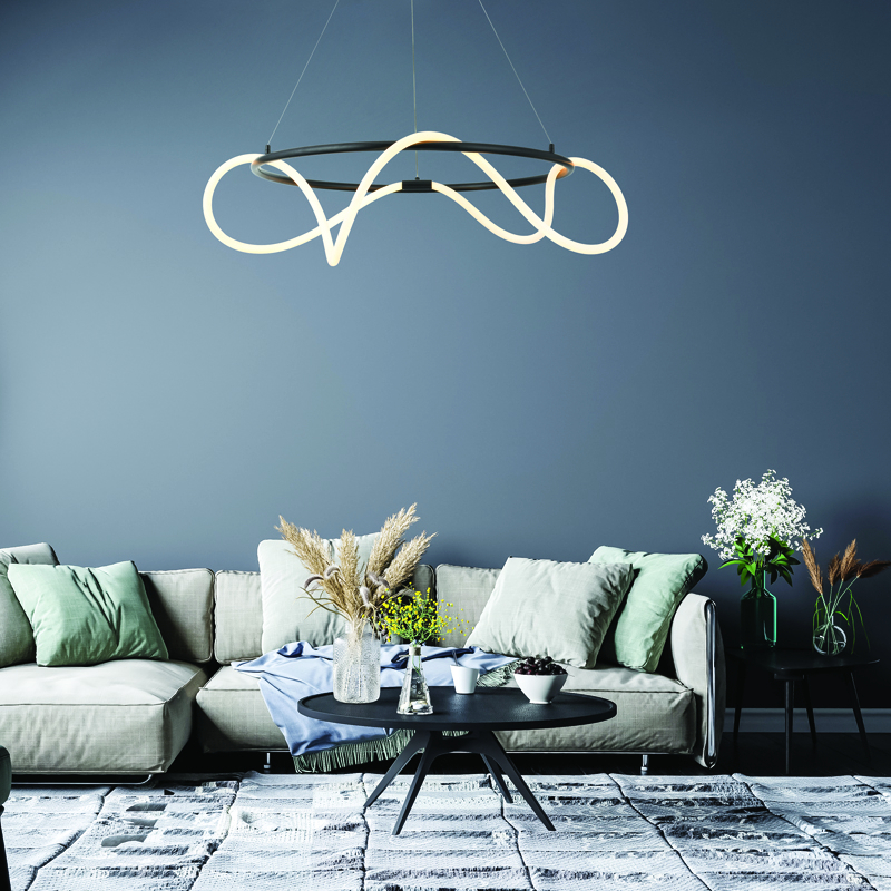 Lustră LED 60W • 3000K • 3400lm • Ø80 cm × H230 cm - metal, negru [2]