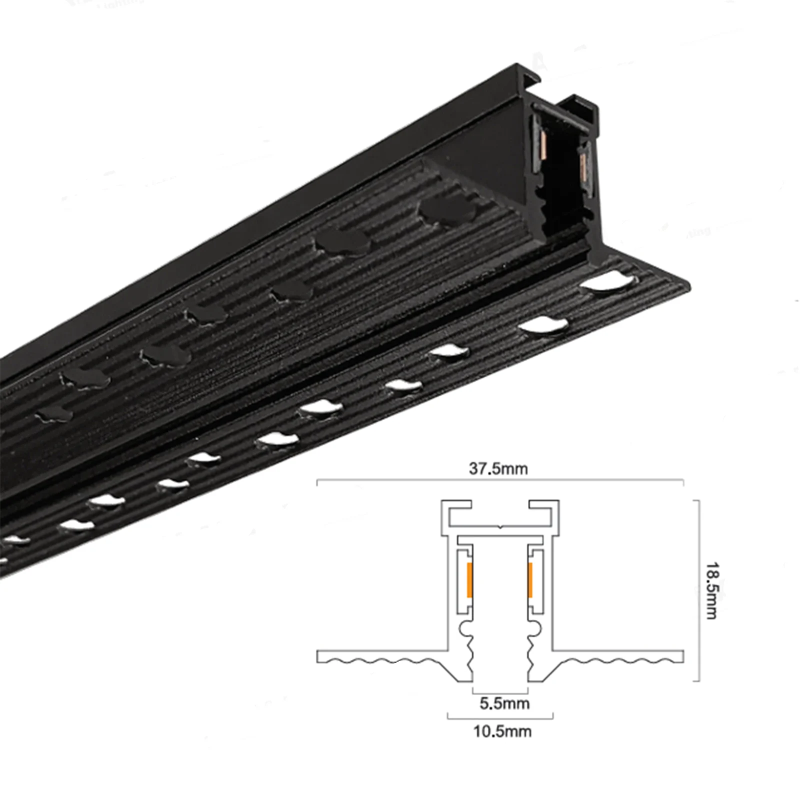 Mini șină magnetică încastrată 24V slim • 2m - negru [2]