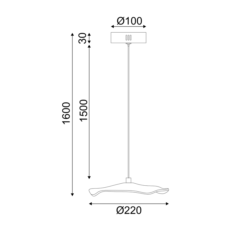 Pendul LED Ninfea 5W • 3000K • 400lm • Ø22 cm × H160 cm - metal, alamă [2]
