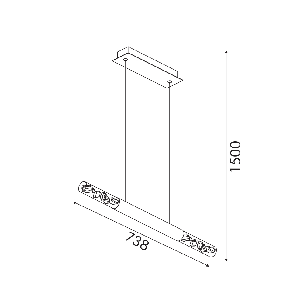 Pendul LED Oasis 15W • CCT reglabil • 750lm • 73,8 cm × H150 cm - aluminiu, alb [3]