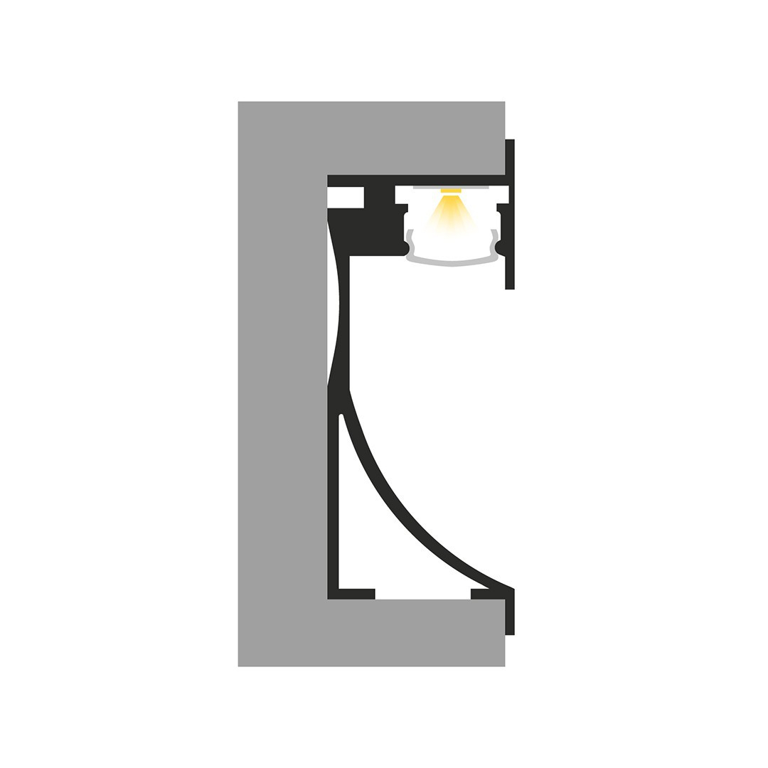 Profil aluminiu LED încastrat P26-2 negru [2]